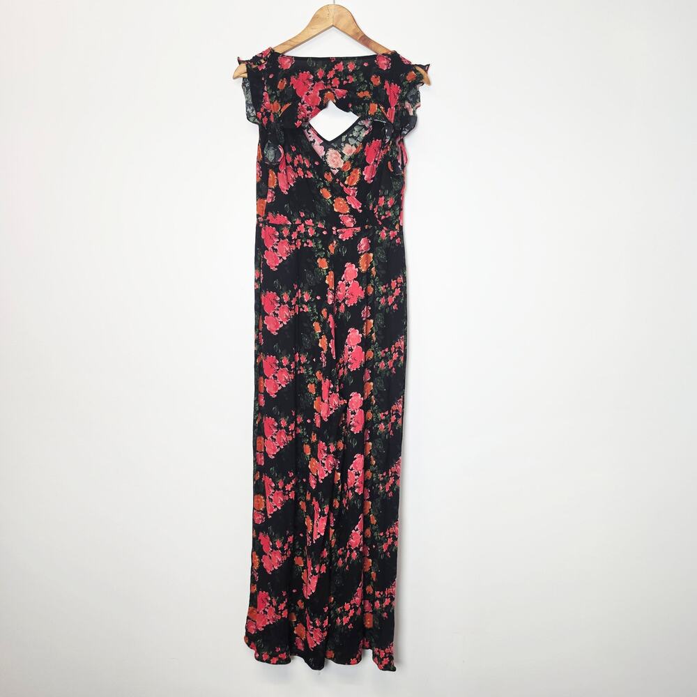 Anthropologie Tracy Reese Laurete Black Floral Jumpsuit Medium Boho Cottagecore - Picture 4 of 10
